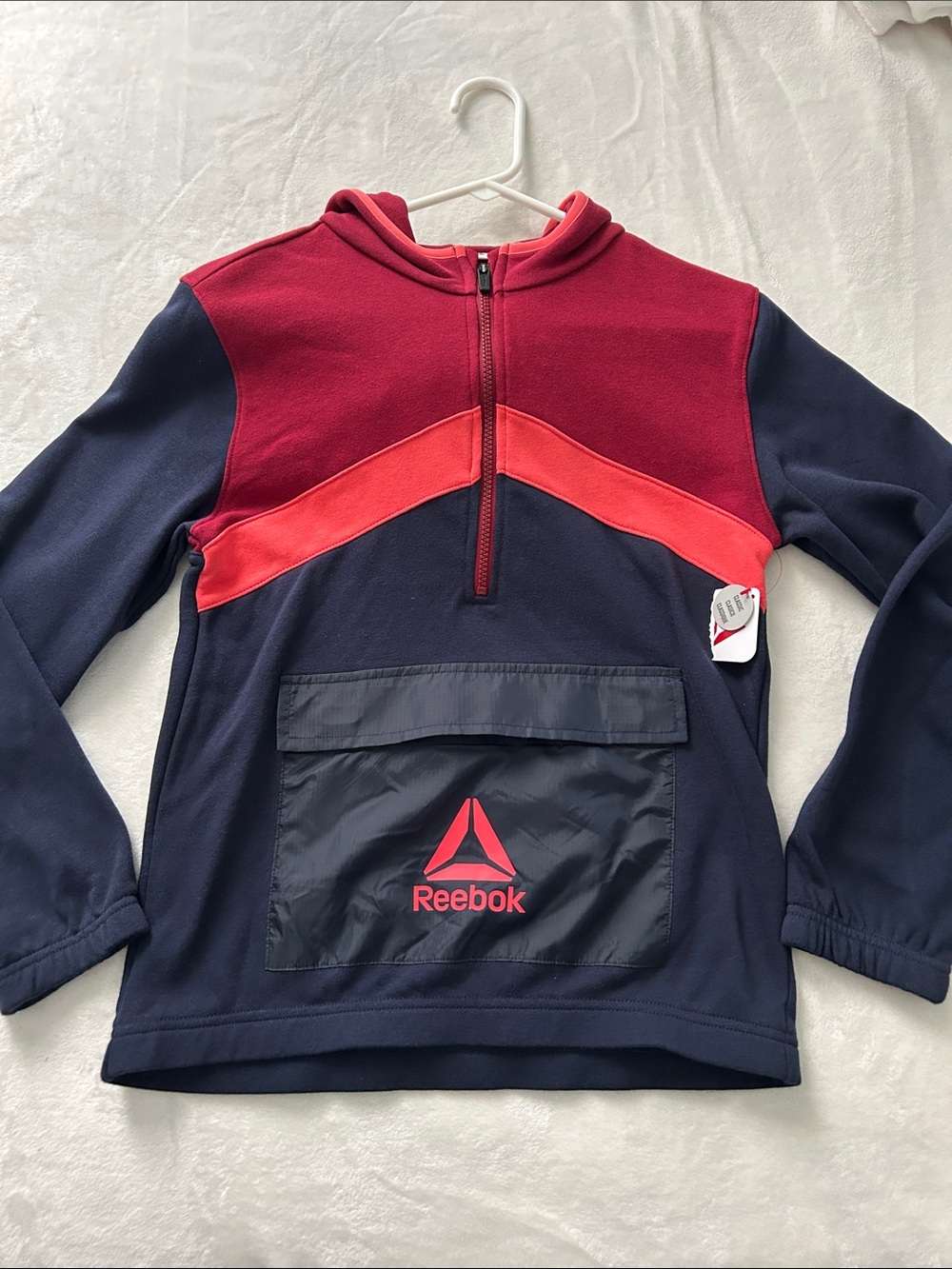 Reebok Navy, Burgundy & Coral Half-Zip Kid’s Pullover LG 10/12